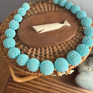 J. Crew Turquoise Chunky Gumball Beaded Necklace